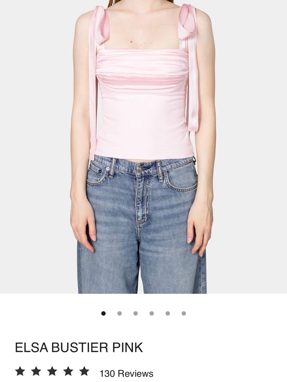Murlong Cres Elsa Pink Tie-Shoulder Bustier Camisole